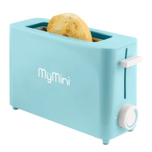 MyMini Single Slice Toaster compact design in aqua blue